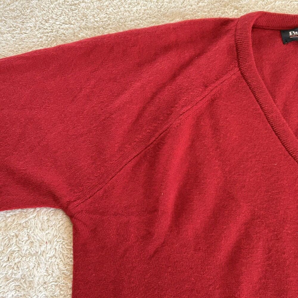 Vintage V-Neck Sweater Small Red Long Sleeve Knit Orlon Acrylic USA Par Four - Picture 4 of 9
